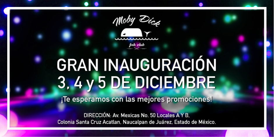 MobyDickMexico's tweet photo. ¡No puedes quedarte fuera de esta gran fiesta! Te esperamos este 3, 4 y 5 de diciembre #GranInauguración #MobyDick https://t.co/J5s5gPf1lJ