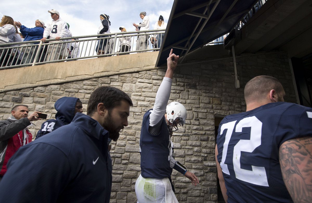.#PennState quarterback Christian Hackenberg leaves field at Beaver Stadium on last home game of year.