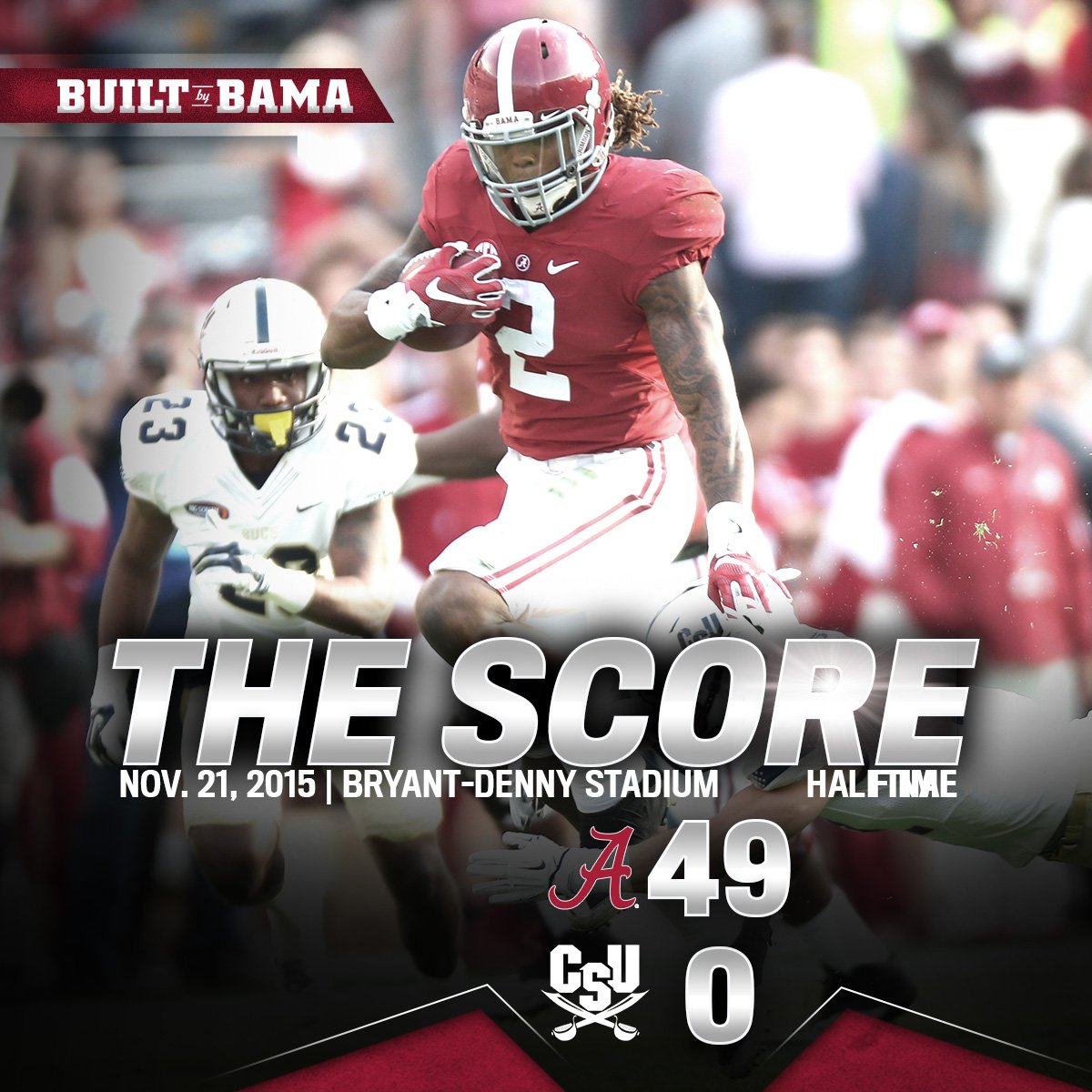 AlabamaFTBL's tweet photo. .@AlabamaFTBL leads Charleston Southern 49-0 at the half in Bryant-Denny Stadium #CSUvsBama #RollTide #BuiltByBama https://t.co/uH1Qvm7Hmv