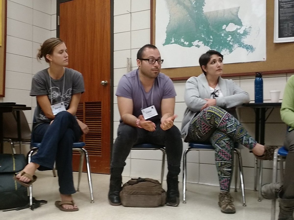 PublicLab's tweet photo. @Cesarpato129 on environmental engagement by making videos, biking tours, &amp; doing "stroller audits" #barnraising2015 https://t.co/9sf1noOmZ8