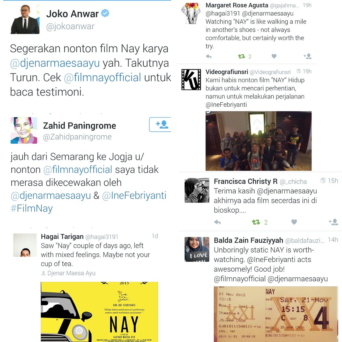 Isi waktu hari Minggu dengan nonton #filmNAY sebelum turun dari bioskop yang jumlah layarnya terbatas!Thanks Guys!