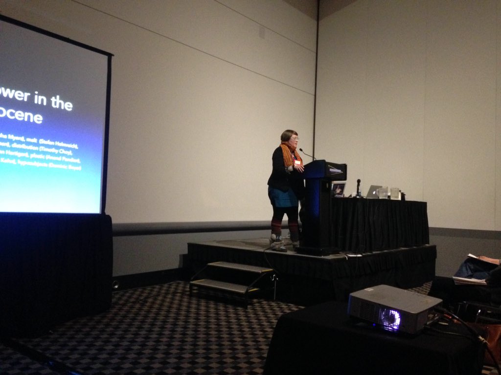 RiceAnthro's tweet photo. The Anthropocene begins with colonialism, is contained in geologic records of the planet #AAA2015 #forceandpower https://t.co/6qWR9vor7E