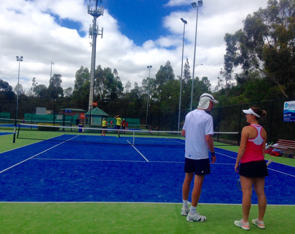 TennisAustralia's tweet photo. QF of the @Medibank #winawildcard tournament featuring @marcpolmans &amp; @stormsanders94 v @tennis_vic staff team 🎾 https://t.co/ZSZp18DsEK