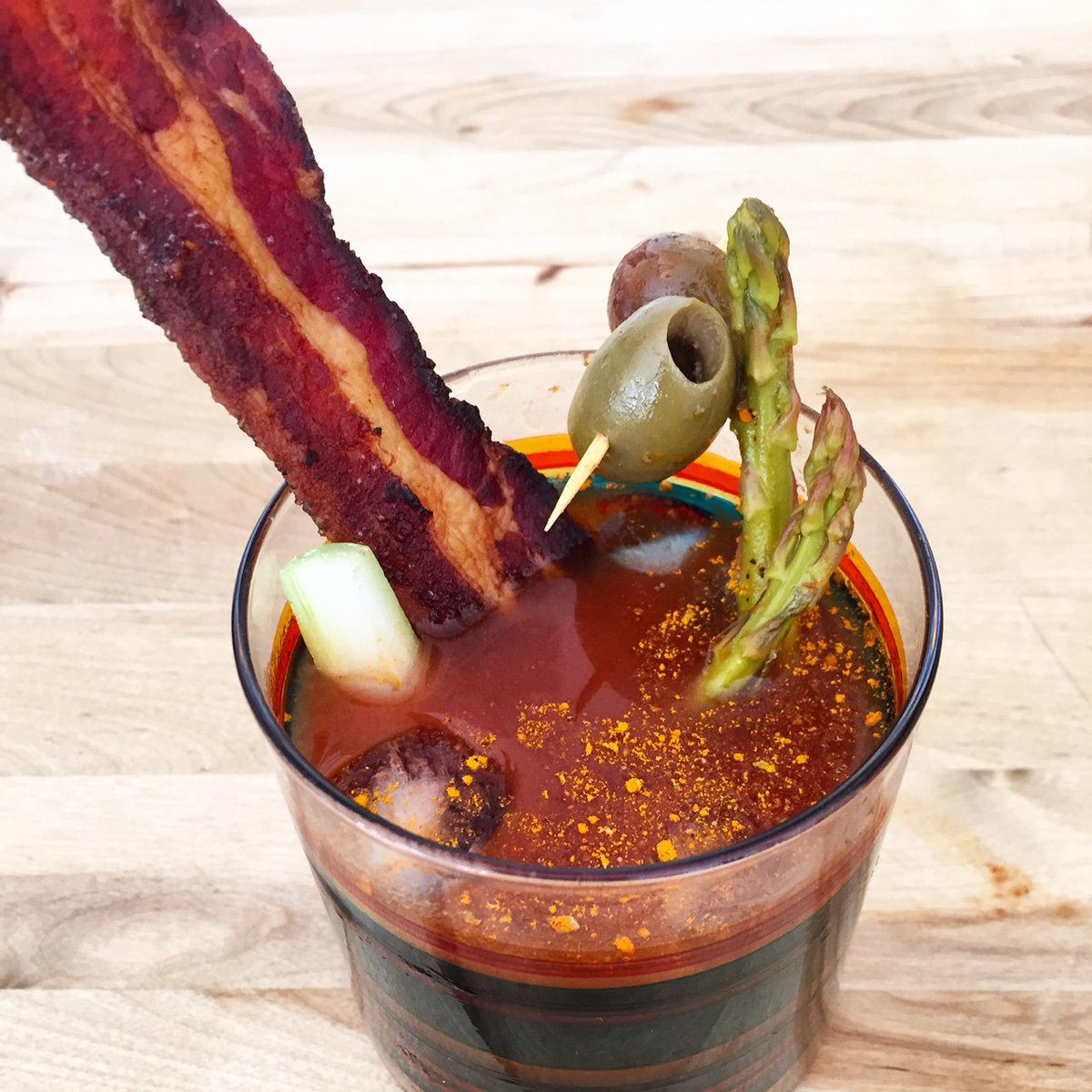 chefnateking's tweet photo. Started Saturday morning the right way #bloodymary @TenderBelly #nachocheesespice https://t.co/V87F0zypTy