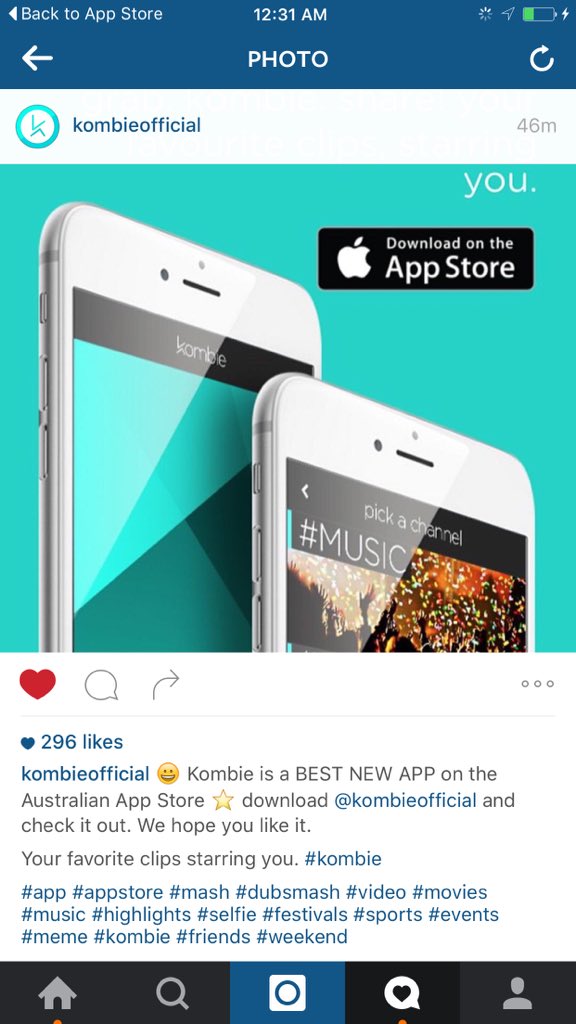 gigsmall's tweet photo. Kombie - Feature Best Apps on the App Store. Download and start mashing 
https://t.co/4QZsMMBM9m @kombieofficial 🎉 https://t.co/1w0bw3Av5g