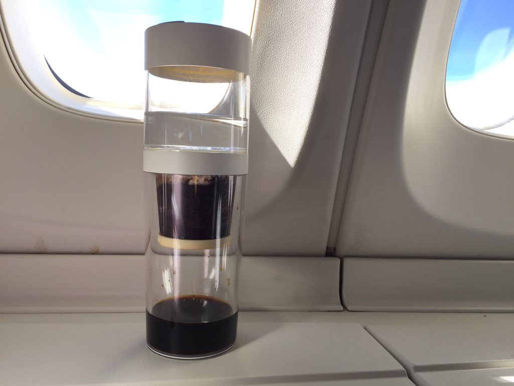 GetDripo's tweet photo. This might be the world first ice drip coffee that made in-flight. @VirginiaALee #icedripcoffee #coldbrew #Dripo https://t.co/tdxofBoddx