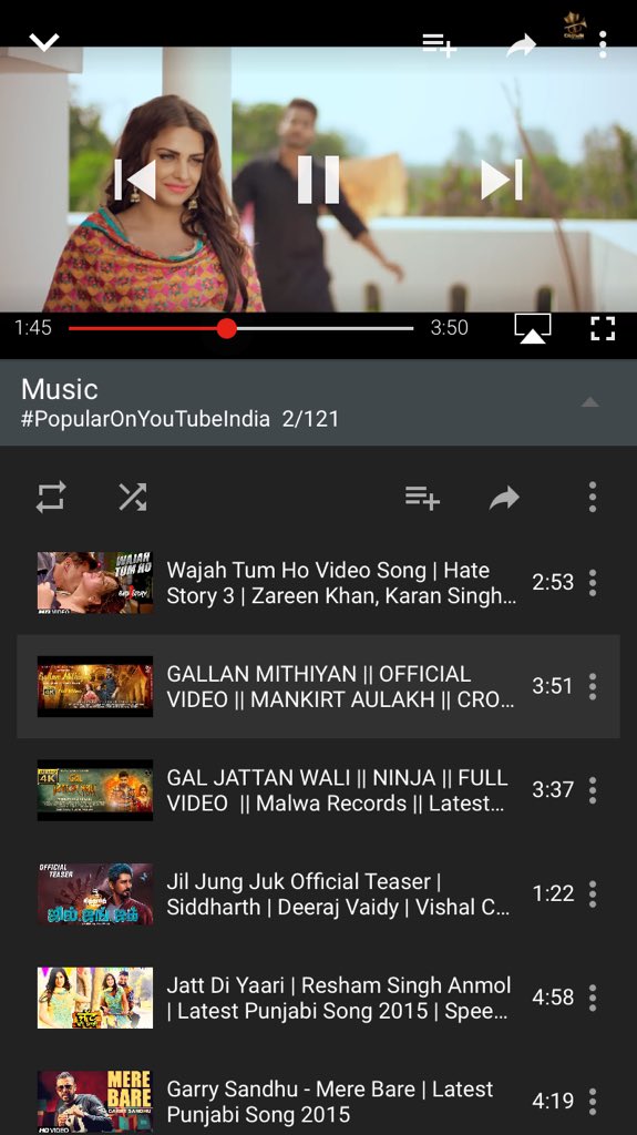 CrownMediaweb's tweet photo. Gallan Mithiyan still top trending on YouTube. #mankiritaulakh #gupzshera #parmishverma #crownrecords https://t.co/69CC691st1