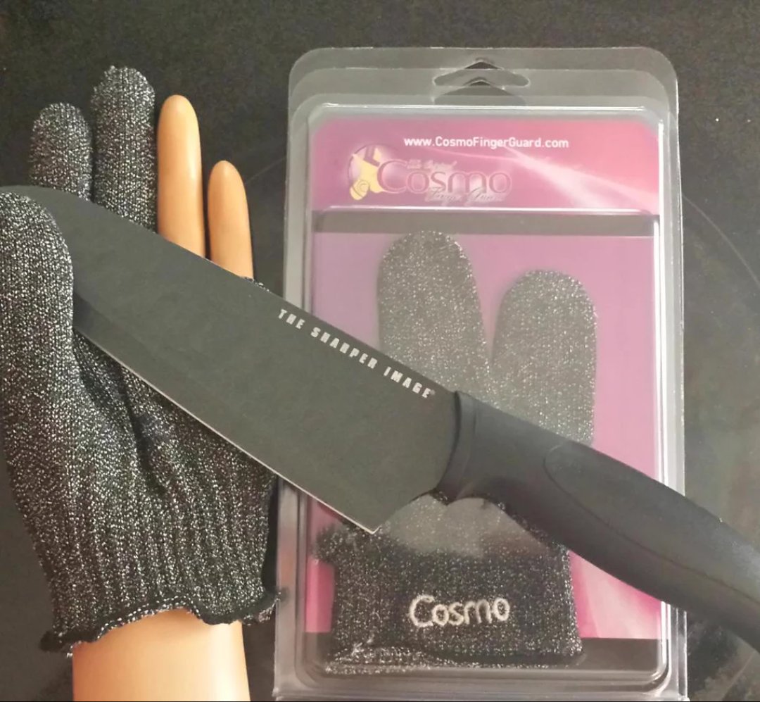 CosmoGlove's tweet image. Not a bad idea for #kitchenuse.  We make custom cutresistant gloves. Add your name. Buy at cosmofingerguard.com