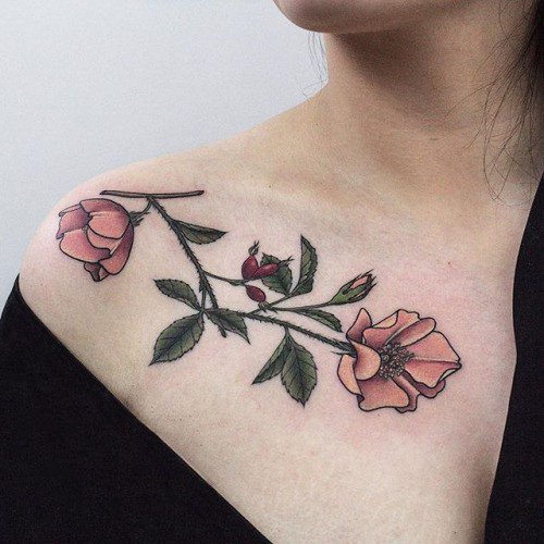 1pc Collarbone Flower Pattern Waterproof Temporary Tattoo With Long Lasting  Effect | SHEIN