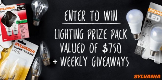 SYLVANIACanada's tweet photo. Follow + RT to win! We're giving away a $500 Visa Gift Card + Lighting Prize Pack! #LightingYourLife https://t.co/M7ourM5jvx