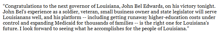 elizabethcrisp's tweet photo. .@HillaryClinton statement on @JohnBelforLA's #lagov win. https://t.co/pvJ03L5kSk