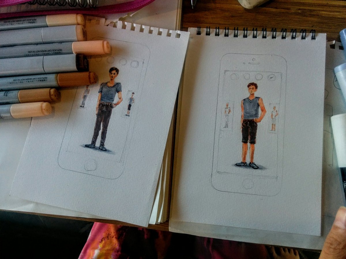 SUWBali's tweet photo. Hand drawn mockups of #HackYourWardrobe app being build at #SUWBali #handdrawing #sketchdrawing https://t.co/Y63nLyqHku