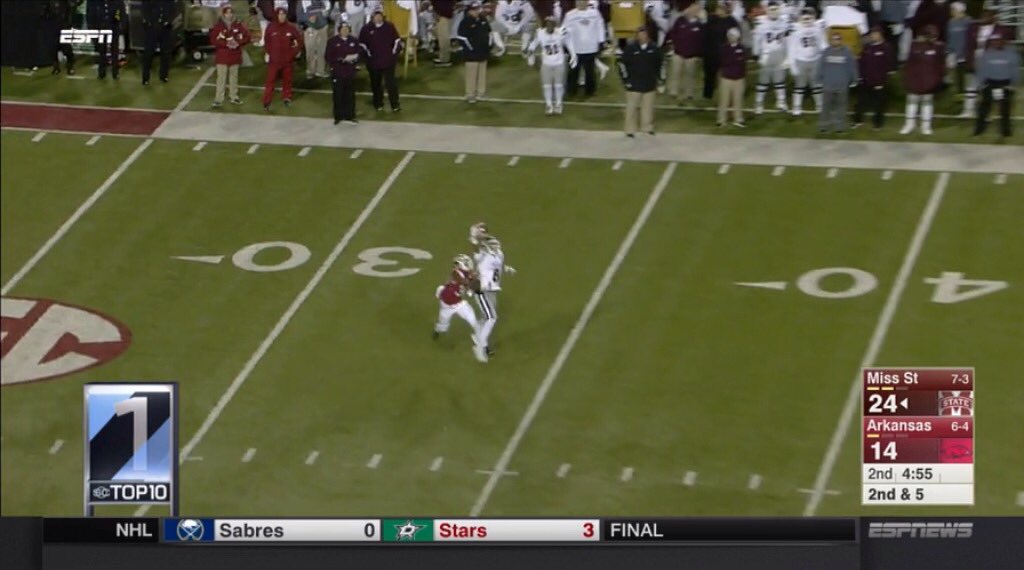 HailStateFB's tweet photo. ICYMI | @Theboss_8 messed around and had the No. 1 play on tonight's #SCTop10. #HailState https://t.co/Rs4SqUyxmz https://t.co/oLev3uJS6H