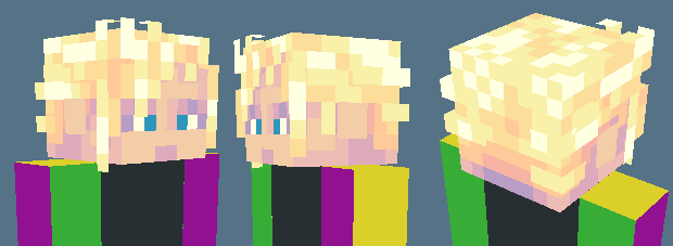 drazile_'s tweet photo. I...I think I've done it. I've successfully made a Minecraft skin of Cloud's hair.
#StupidFancyAnimeHair #SkinBender https://t.co/cE0hgmI0kq