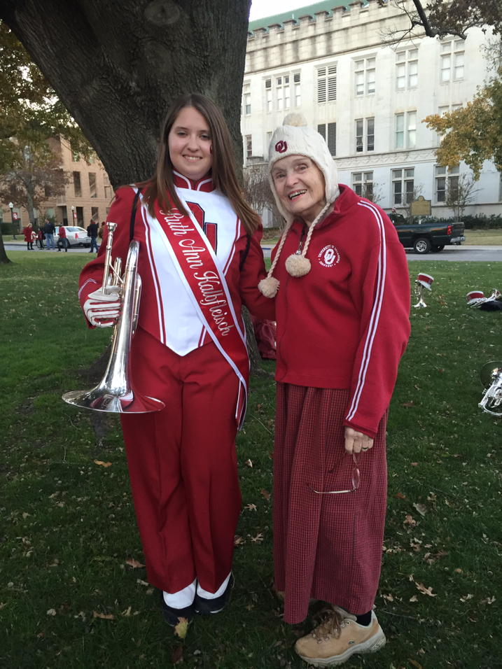 drjcreading's tweet photo. #bandtogetheragainstcancer Celebrating mom being cancer free with the Pride of Oklahoma member wearing her sash! https://t.co/OGRCipNWQ0