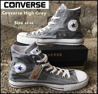 RiaCollection8's tweet photo. Converse High Grey 200rb, size 40-44. Belum termasuk ongkir. Serius order? Cek fav! https://t.co/4pJBZA666s