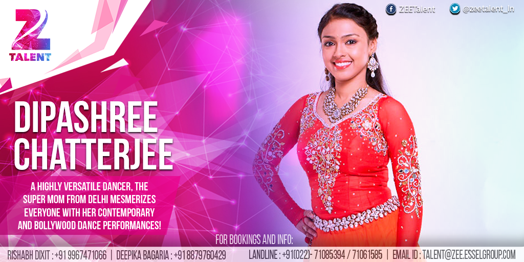 zeetalent_in's tweet photo. The DID Super Moms star Dipashree Chatterjee is exclusively managed by #ZeeTalent
#letsentertain https://t.co/ILjvoZ5m3F