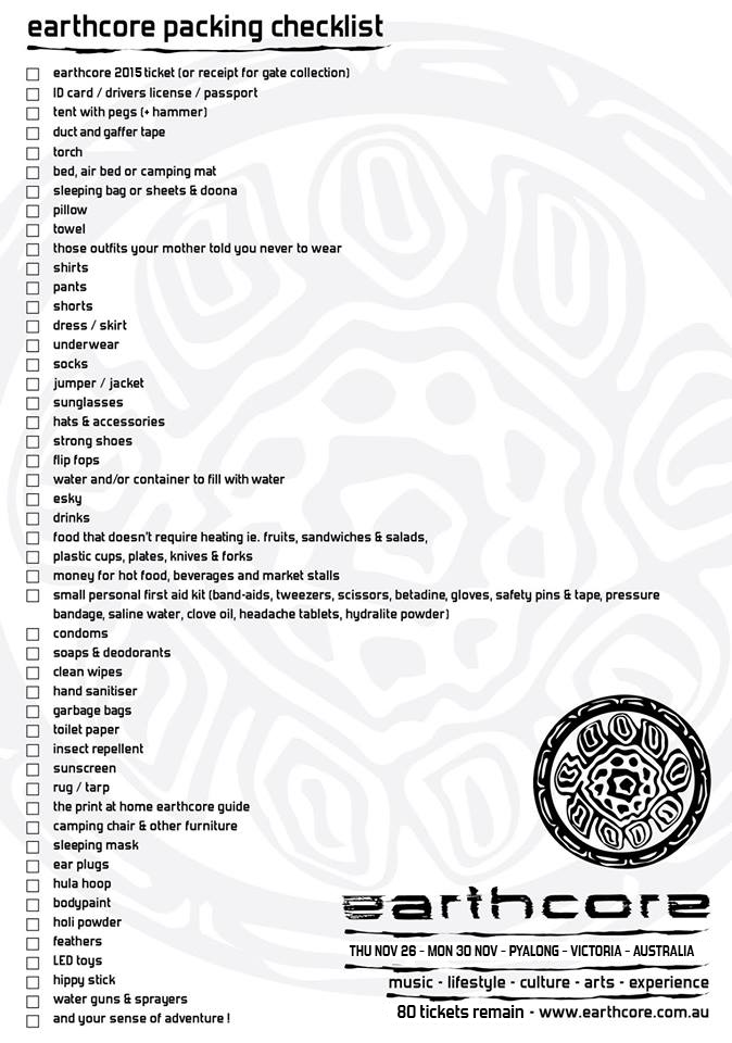 earthcorefest's tweet photo. It's time to start gathering supplies
and prepping everything you need for
the most epic 5 days of 2015! https://t.co/kvgjHa6ta3