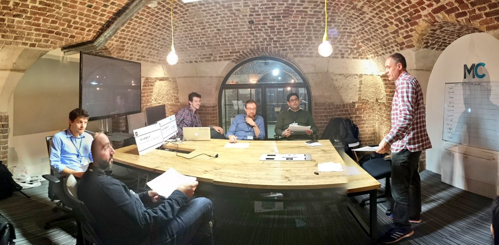 LBSHackathon's tweet photo. Things are heating up - real time in the judges deliberation room #fintech #lbshack2016 @MassChallengeUK https://t.co/W91Gspfglq