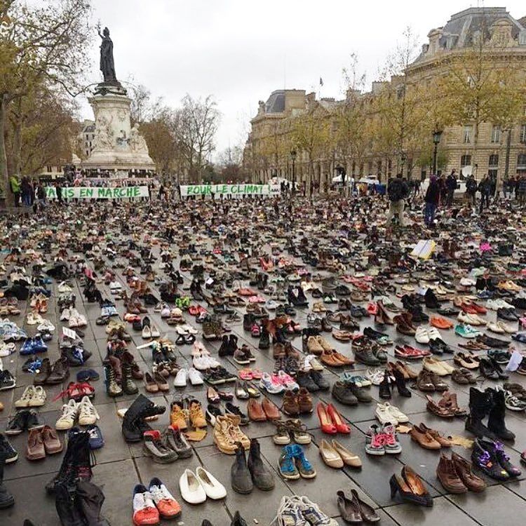 ParisInstagram's tweet photo. Today in #Paris, #shoes were more than shoes, they were a symbol ! 👠👡👢👞👟 #cop21 #ClimatCha… https://t.co/17KidW95yl https://t.co/aiV7Q6kXpP