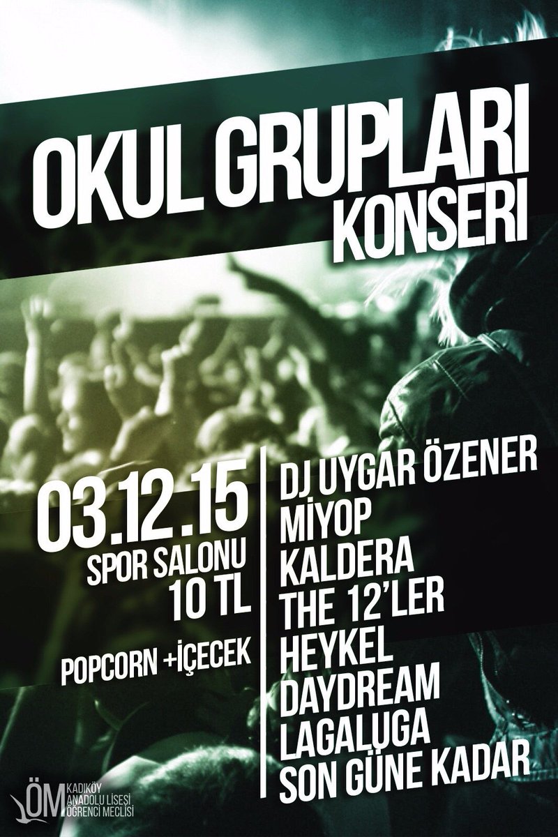 KALMezun's tweet photo. Sınavlar bitti şimdi konser zamanı! Ücretsiz  popcorn ve içeceklerle harika grupları dinleyeceğiz. Biletler satışta! https://t.co/swmjvisV7q