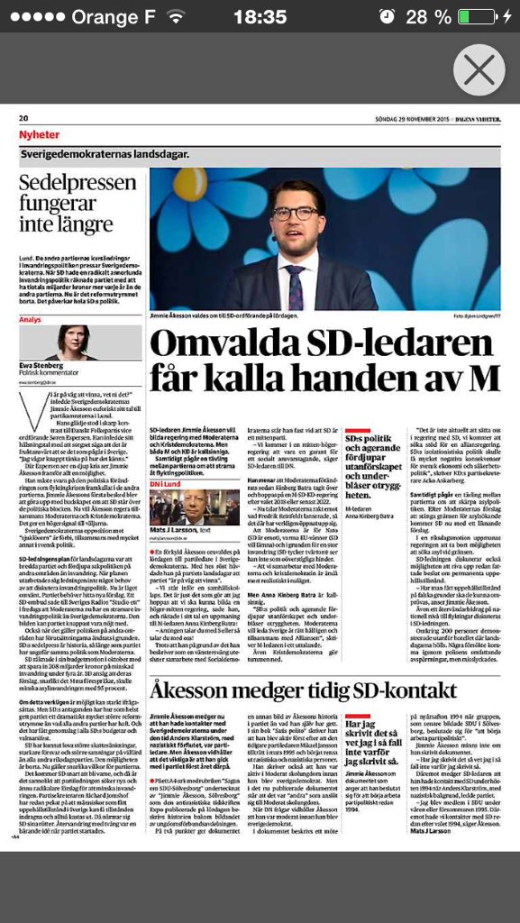 MatsJLarssonDN's tweet photo. Dagens DN-sida från #LD2015 för den som missat.
Länkar:
https://t.co/SRz5fAal5u
https://t.co/wmN3yhiY26
#svpol https://t.co/cMxB1VcF5y