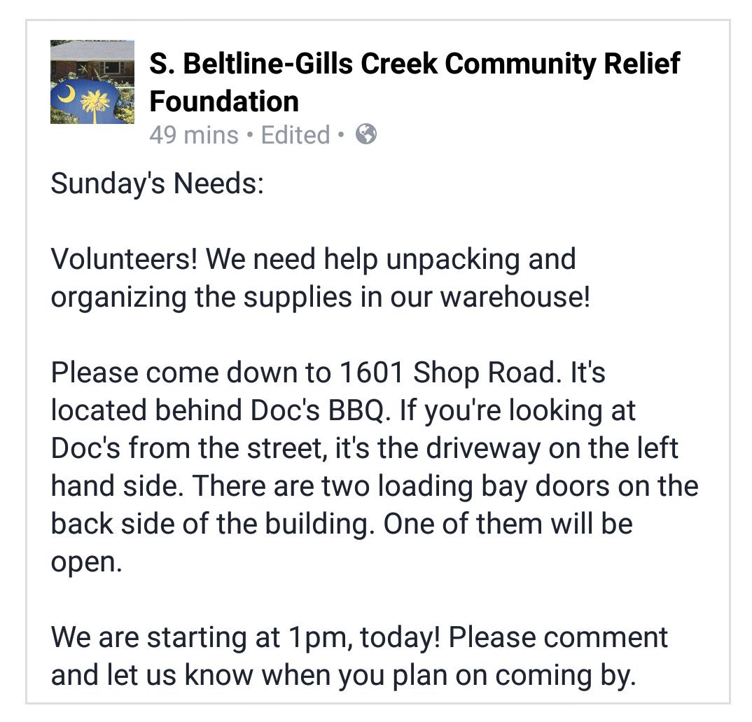 BethBaldauf's tweet photo. Looking something great to do this afternoon? #SCFlood #FamouslyStrong PLS RT https://t.co/Cb4CtfviH3