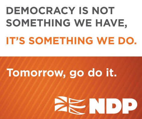 EarleMcCurdy's tweet photo. Every vote matters. Your voice matters. Make plans to vote tomorrow. #NDPonyourside #nlvotes #nlpoli https://t.co/SNXDS1wItt