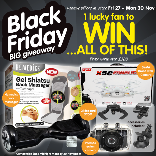 bmstores's tweet photo. ENDING TOMO - FLW &amp; RT to be in with a chance of winning ALL OF THIS! #winit #BlackFriday #BMBlackFri https://t.co/9nnyNa773E