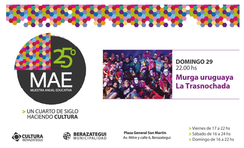 CulturaBe's tweet photo. ►Hoy sigue la #MAE25
Te esperamos desde las 16 hs. en la Plaza San Martín. ¡Cierra @mlatrasnochada no te lo pierdas! https://t.co/XpwzPH4FvX