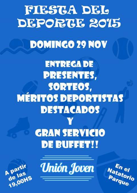 Te esperamos desde las 19 hs. Todos los deportistas celestes no se pueden perder esta hermosa Fiesta de cierre 2015