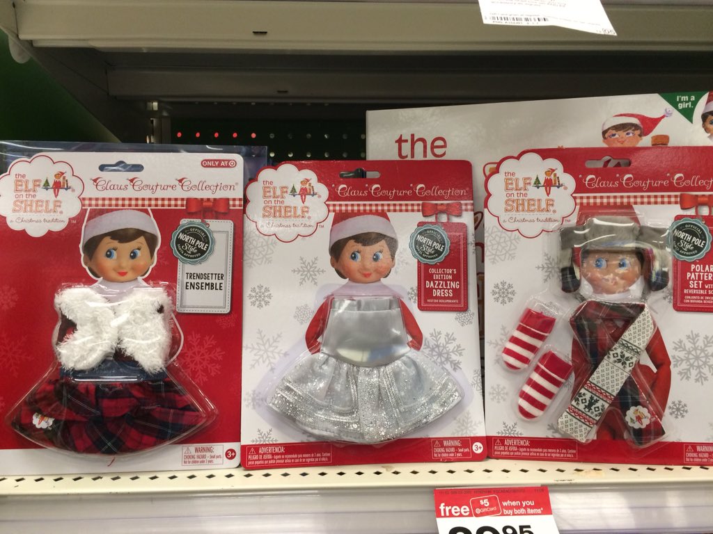 ch00chelo's tweet photo. @Thats_Normal for Danielle - good parents dress up the elves in special occasion outfits #TargetFTW #ElfFOMO https://t.co/dU7zFmNVzO