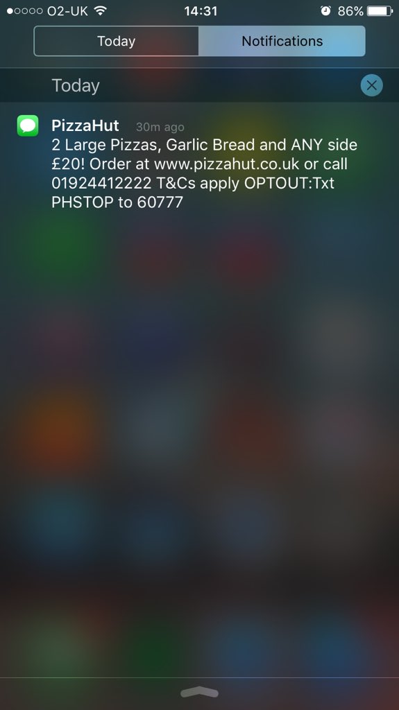 You know It's bad when only person that's texting you is Pizza Hut...