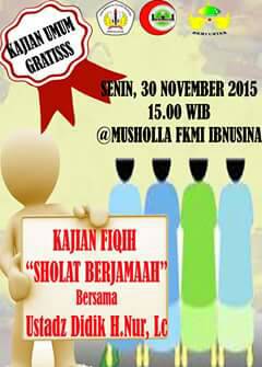 Bismillah.. Apa kabar para pencari ilmu?
Besok (31/11/15) dtg yukk ke kajian fiqih dgn tema "Fiqih Sholat Berjamaah"
