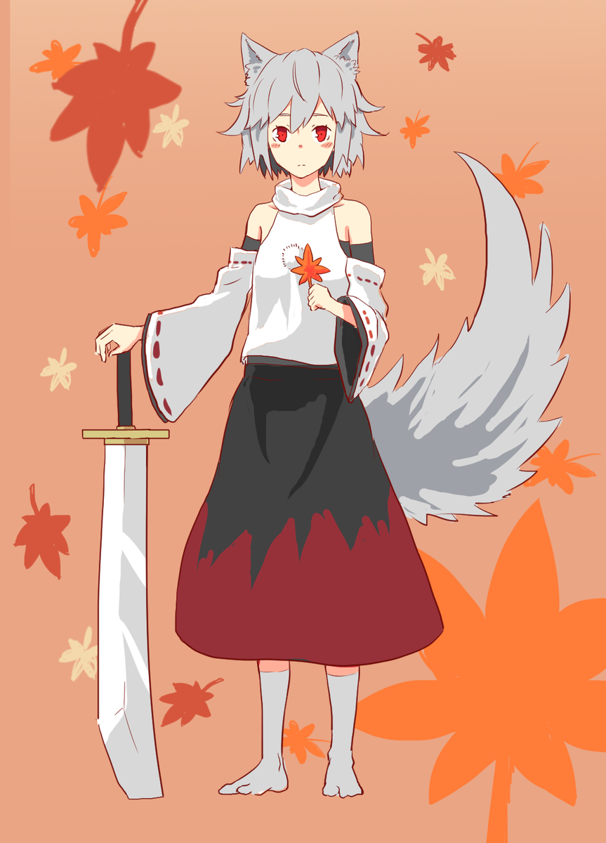 犬走椛 「もみじ#深夜の真剣お絵描き60分一本勝負 #東方 」|らくらのイラスト