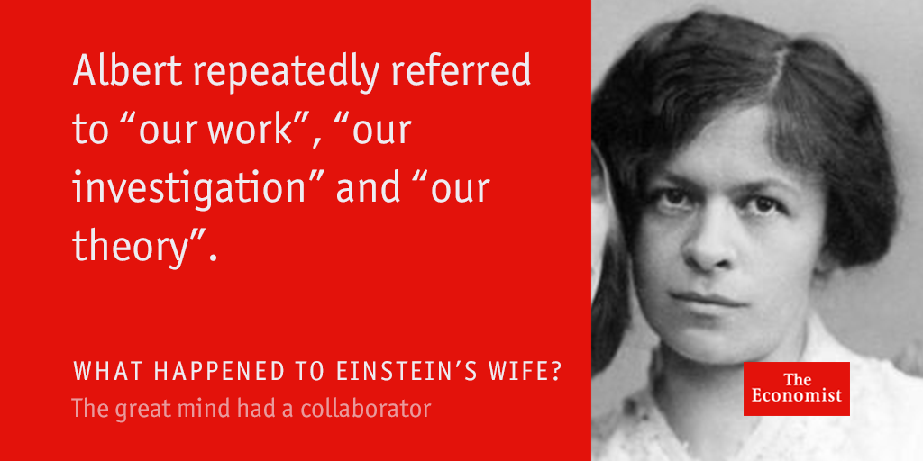 TheEconomist's tweet photo. How a historian found out that Einstein's wife worked with him on relativity https://t.co/SDShevzNcw https://t.co/Fdzkz6bXD5