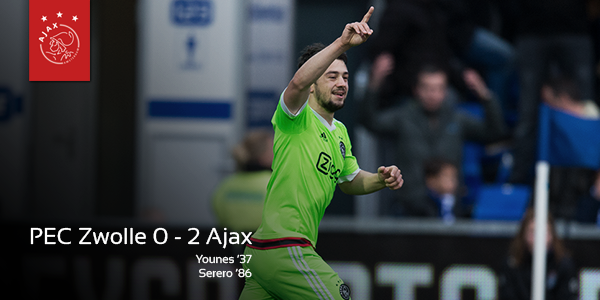 AFCAjax's tweet photo. 90+3. Afgelopen! Met 3 punten terug naar Amsterdam! #pecaja #wijzijnajax https://t.co/7lJRTl9tbC