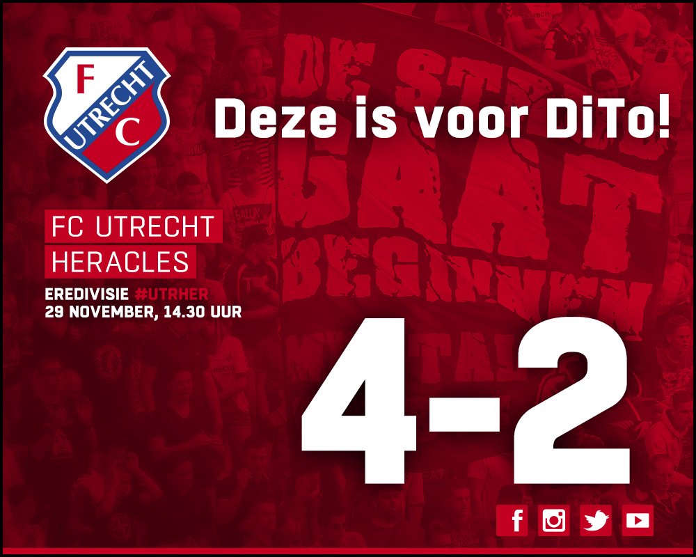 fcutrecht's tweet photo. #fcutrecht won zojuist met 4 (!) - 2 van #Heracles. Een bijzonder duel, een heerlijke uitslag. #utrher https://t.co/pmICgP9UCg