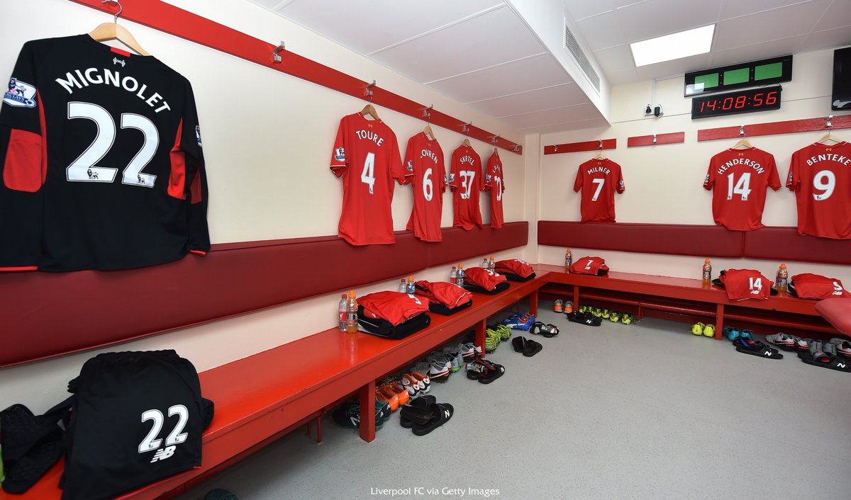 LFC's tweet image. PHOTOS: Inside the #LFC dressing room at Anfield ahead of kick-off