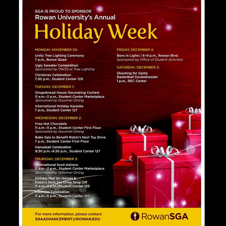 <a href="/RowanUniversity/">Rowan University</a> TOMORROW begins our 2nd Annual Holiday Week! RU ready?