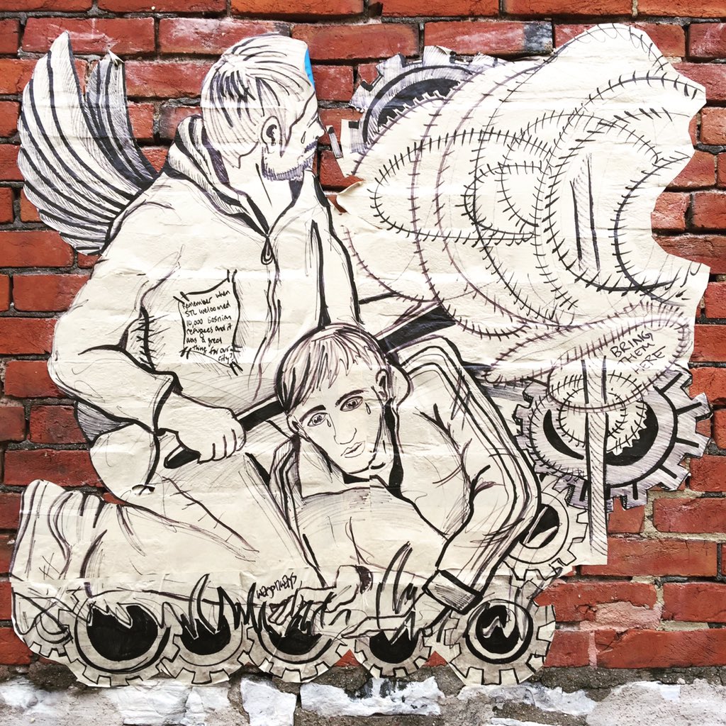 toomuchgin's tweet photo. In love with this series from #stl artist @WagonWays #streetart #community https://t.co/b87qxhkF2Q