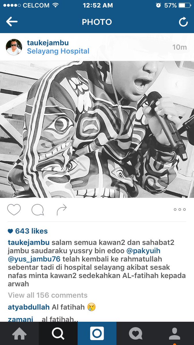 Innalillah kepada Yus Jambu. Al-Fatihah semoga dirahmati