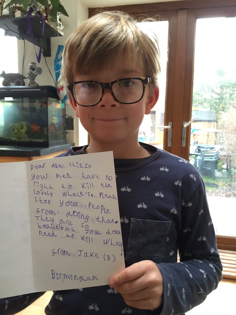 jomathers's tweet photo. @JonGaleHTExecutive, Jake, yr 4, is being interviewed by @First_News due to letter to Japan's PM to stop whaling https://t.co/jLL9WUd9B1