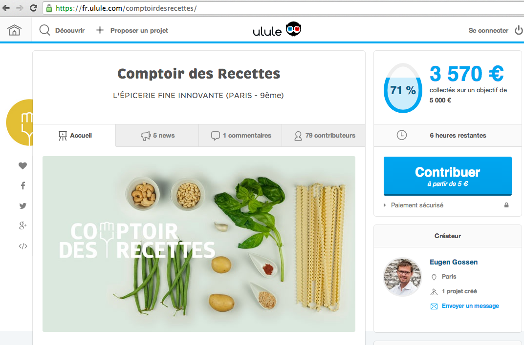 comptoirecettes's tweet photo. H-6 pour notre campagne sur @ululeFR Encore 29% à atteindre, TOUT EST POSSIBLE ! https://t.co/St1BXCFRto #Paris9 https://t.co/oO3KBIGcVV