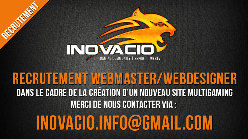 inovacioesport's tweet image. Nous recrutons un webmaster/webdesigner pour la création de notre nouveau site!
inovacio.info@gmail.com