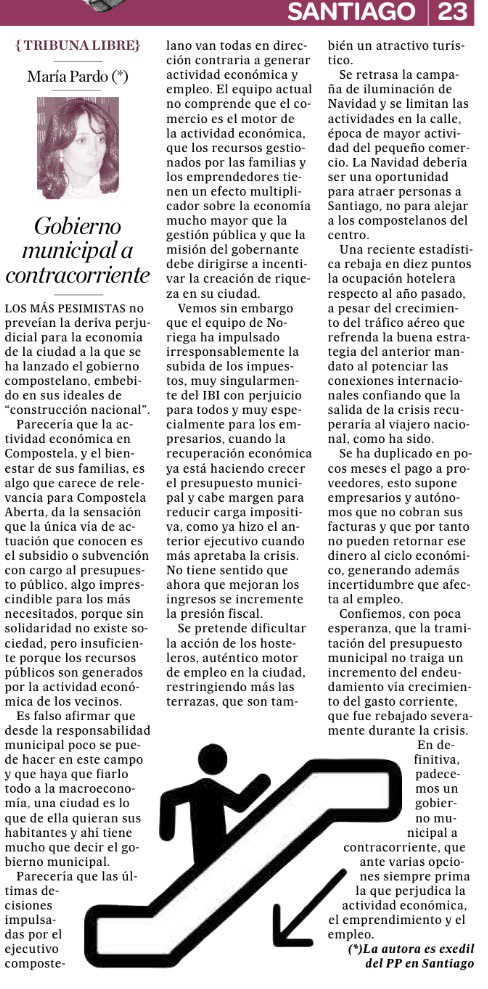 MariaPardoV's tweet photo. Mi artículo de hoy en El Correo Gallego. https://t.co/DLUpAOWq9z