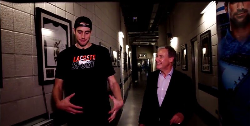 atptour's tweet photo. .@JohnIsner chooses between basketball or football on a sponsor walk at the #FinalShowdown. https://t.co/KmwJEoLrUu https://t.co/9JIRlwntkc