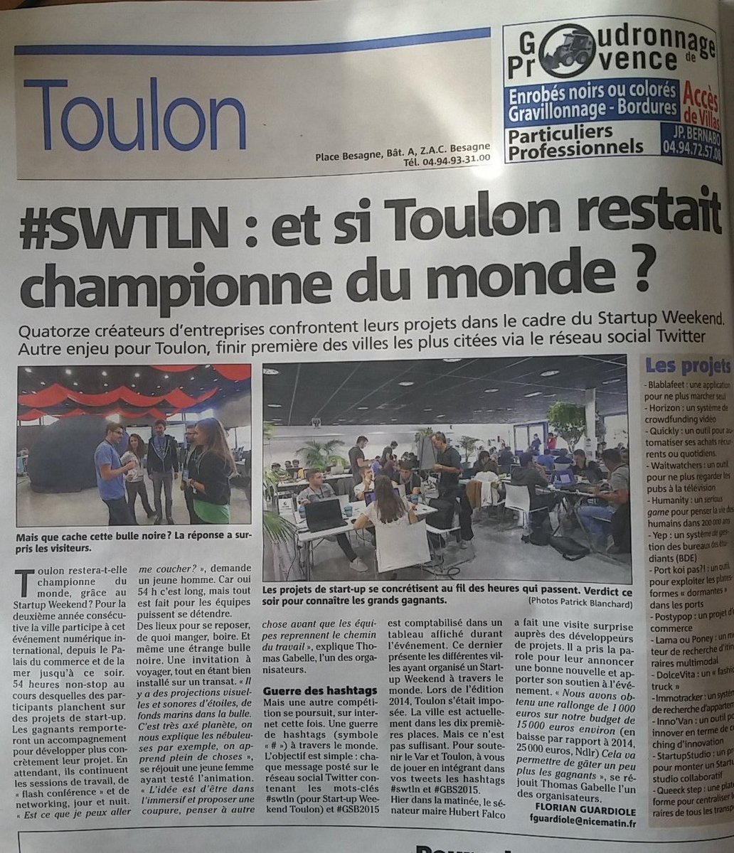 VMtoulon's tweet photo. Les twittos toulonnais mobilisés à l'occasion du Startup weekend ! Pour leur donner un coup de pouce : #swtln https://t.co/yKuHRc38Am