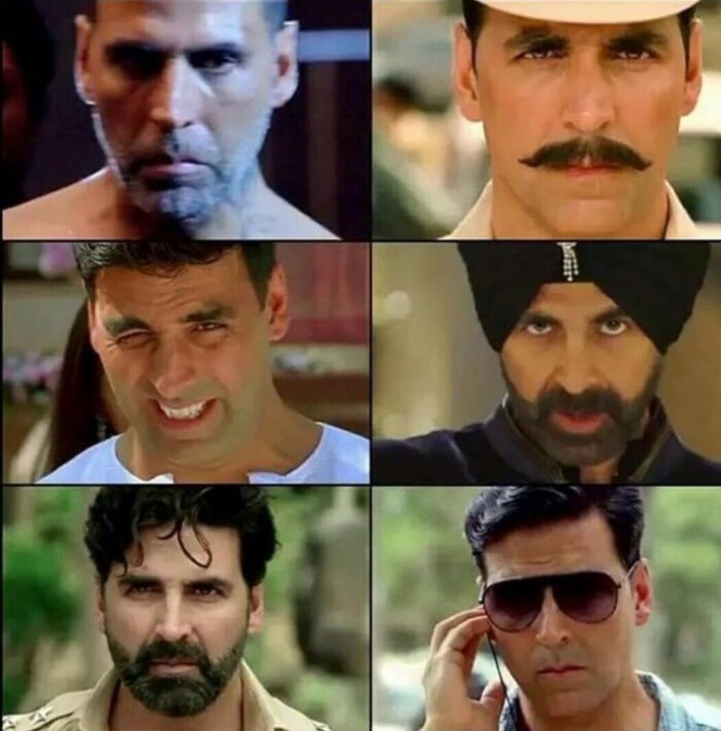 akshaykumar's tweet photo. #SundayFunday Wanted to see how many of u can name all 6 of my characters.Lucky 10 correct 1s get a reply from me ;) https://t.co/VH2vX1aYht