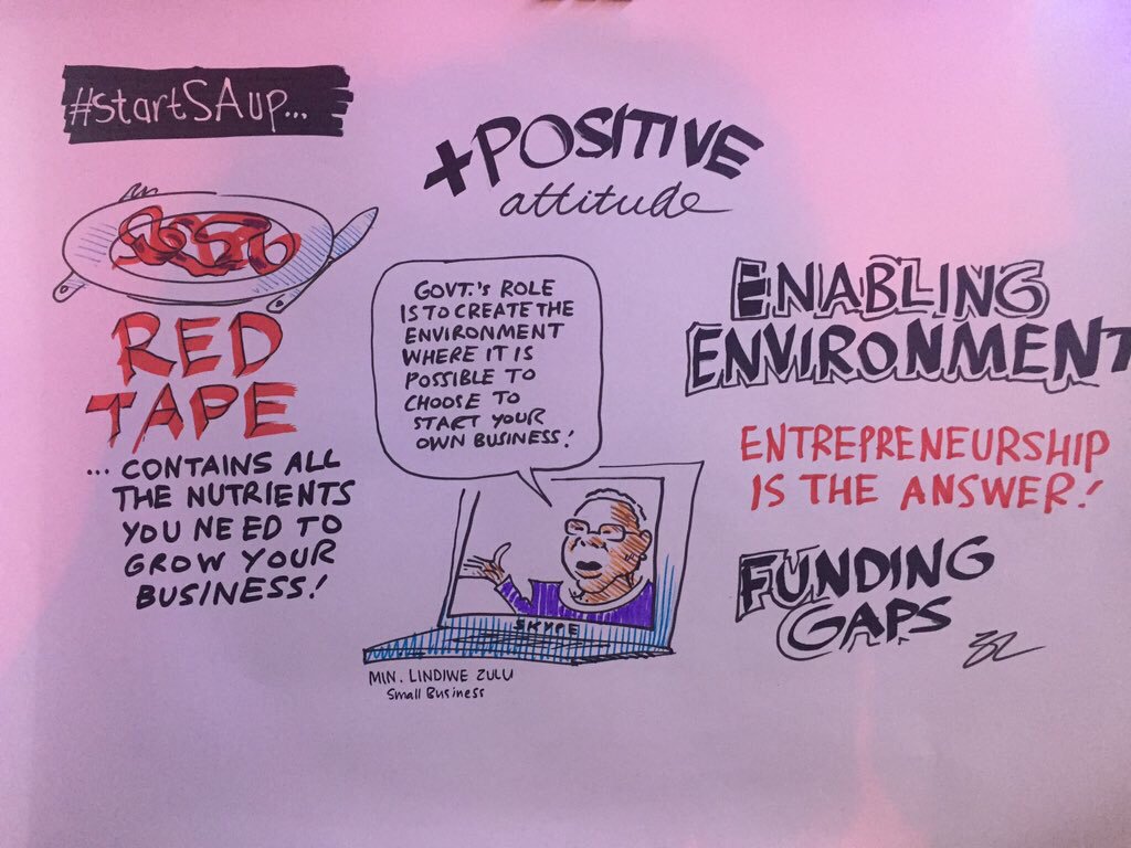 JonoWegerle's tweet photo. Loved talking to @LindiweZulu6 - minister of small business in #SouthAfrica - great sum up of the convo! #startSAup https://t.co/BOUxySGjC6